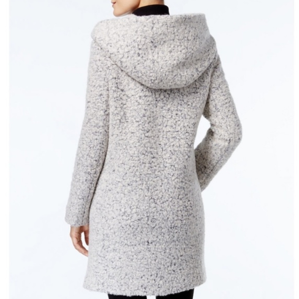 Cole Haan Wool Blend Mid Weight Hooded Single Breast Long Walker Peacoat 2 - Picture 3 of 17